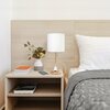 Creekwood Home Oslo 19.5in Contemporary Power Outlet Base Metal Table Lamp, Rose Gold, White Drum Fabric Shade CWT-2010-RG